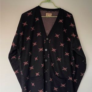 Vintage argyle cardigan sweater. Unisex